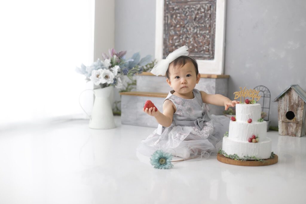 バースデーフォト・お誕生日写真_木津川市・精華町・京田辺市_フォトスタジオワタナベ(渡辺写真館)_スマッシュケーキ